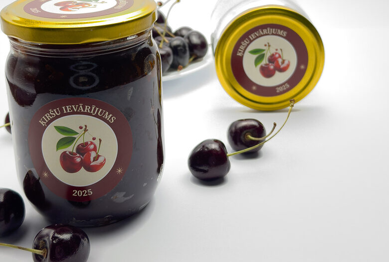 Ķirsis - uzlīme 60 mm | gaišais fons