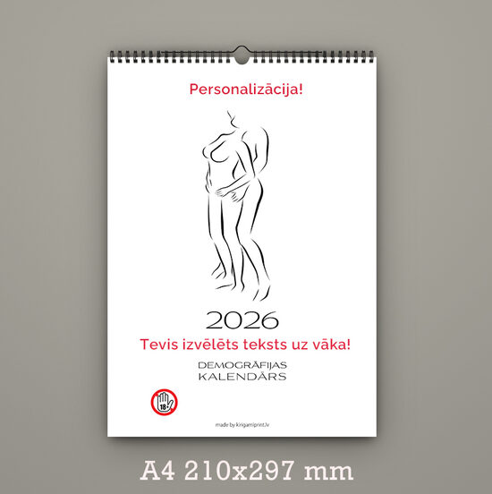Personalizēts A4 Demogrāfijas sienas kalendārs 2026. gadam