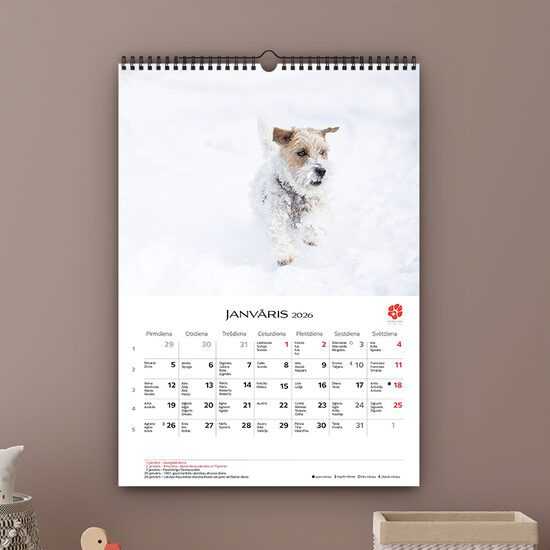 A3 Suņu sienas kalendārs 2026.gadam