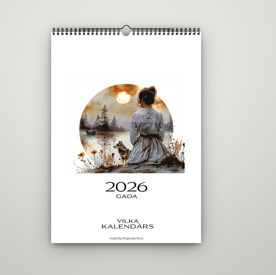 A3 Vilka sienas kalendārs 2026 gadam